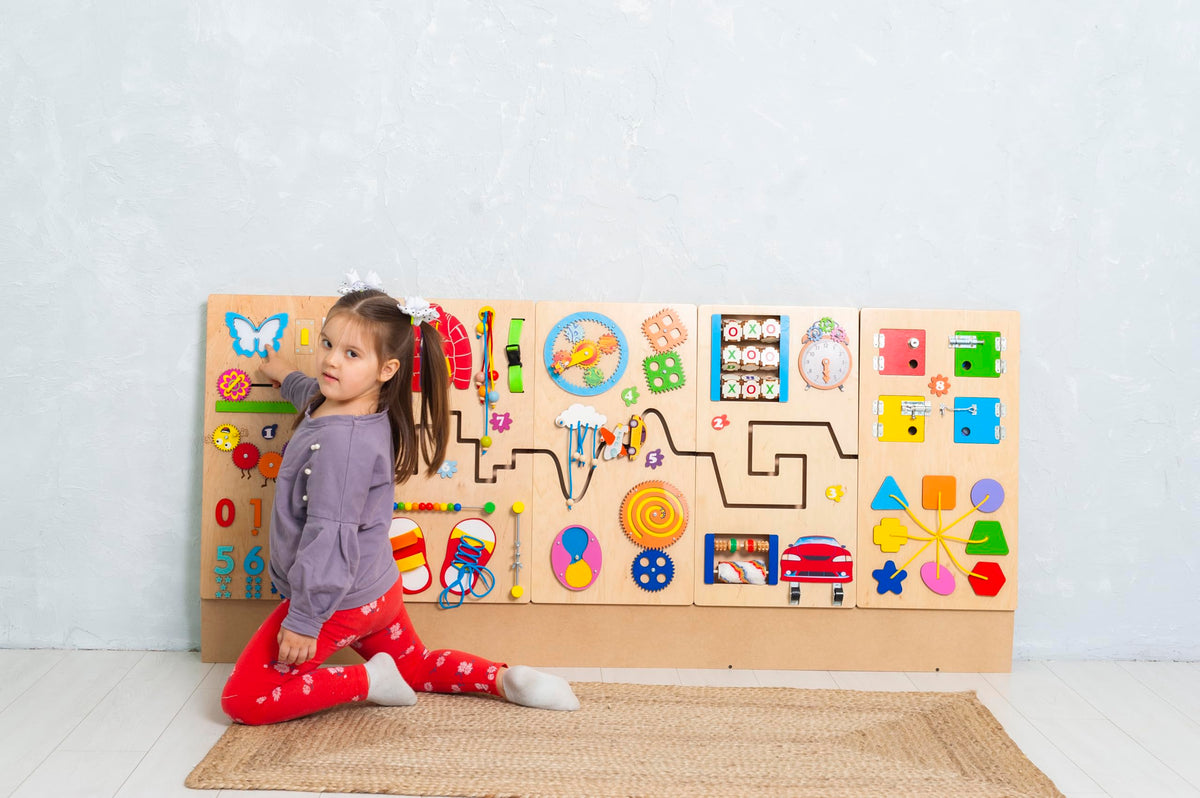 Wooden Montessori Sensory Wall Busy Board for Kids