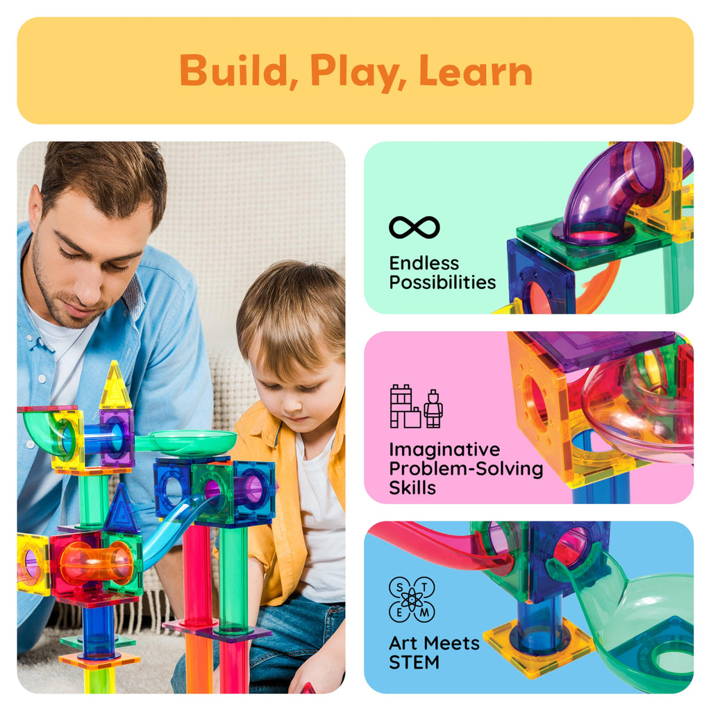 PicassoTiles Marble Run Race Track Building Set