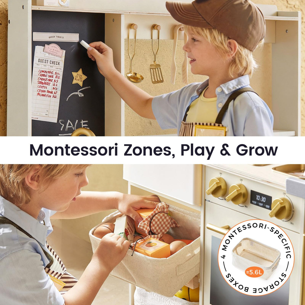 Tiny Land Wooden Pretend Play Kitchen Set for Kids