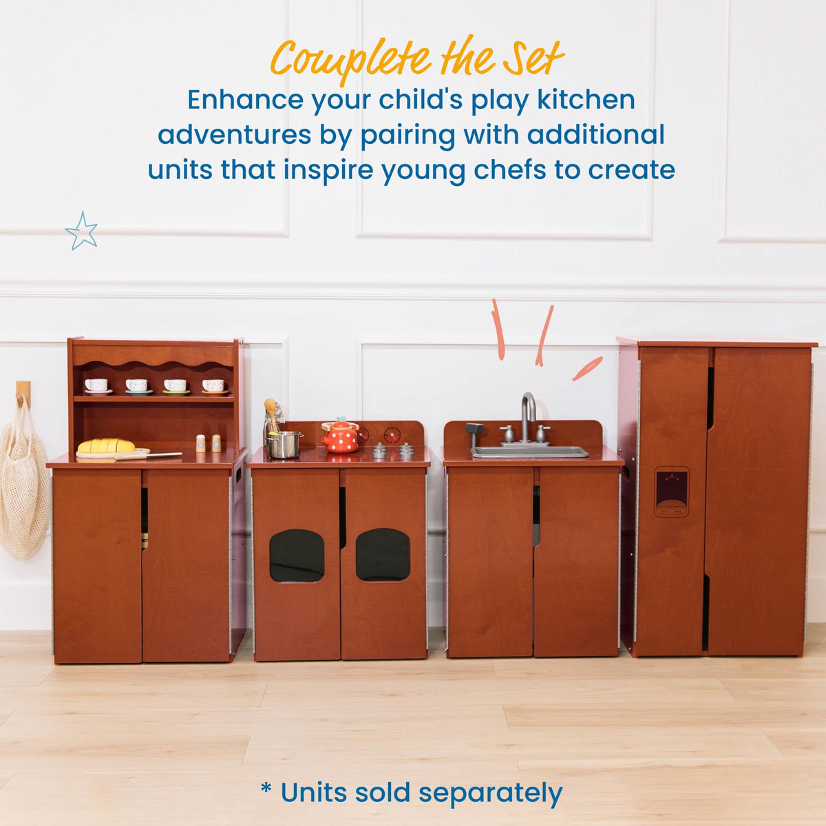 ECR4Kids Wooden Play Kitchen Refrigerator for Kids