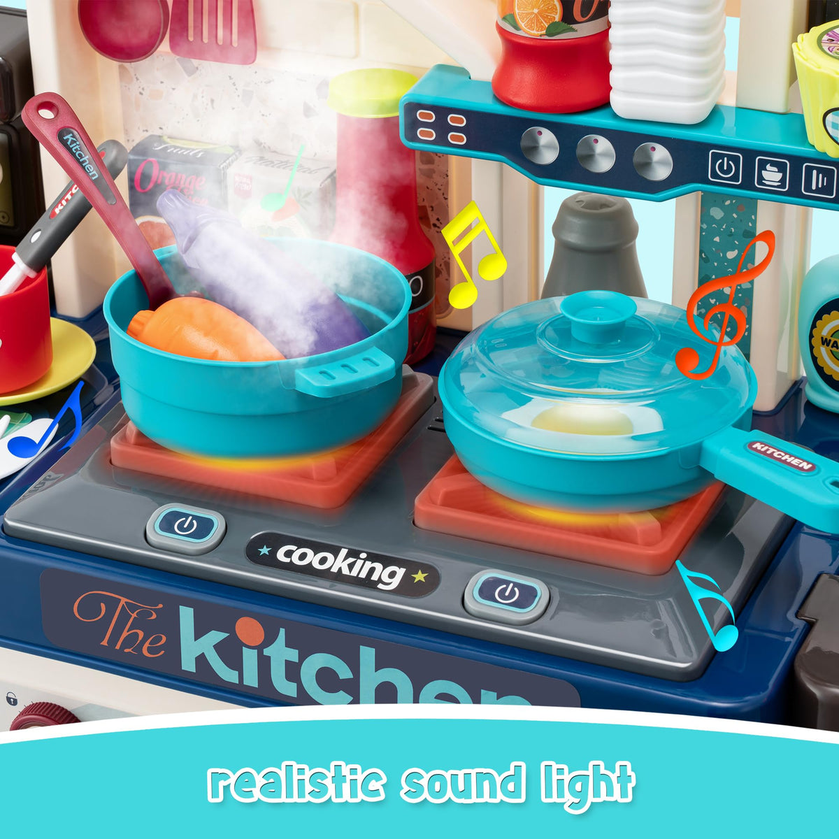 Kids’ Interactive Play Kitchen with Lights & Sounds, Ages 3+