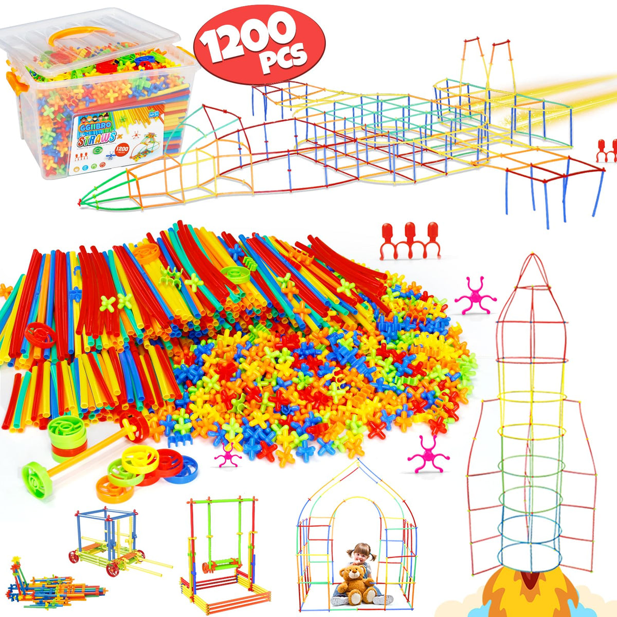 Ggiibro STEM Straw Constructor Engineering Building Toy Set