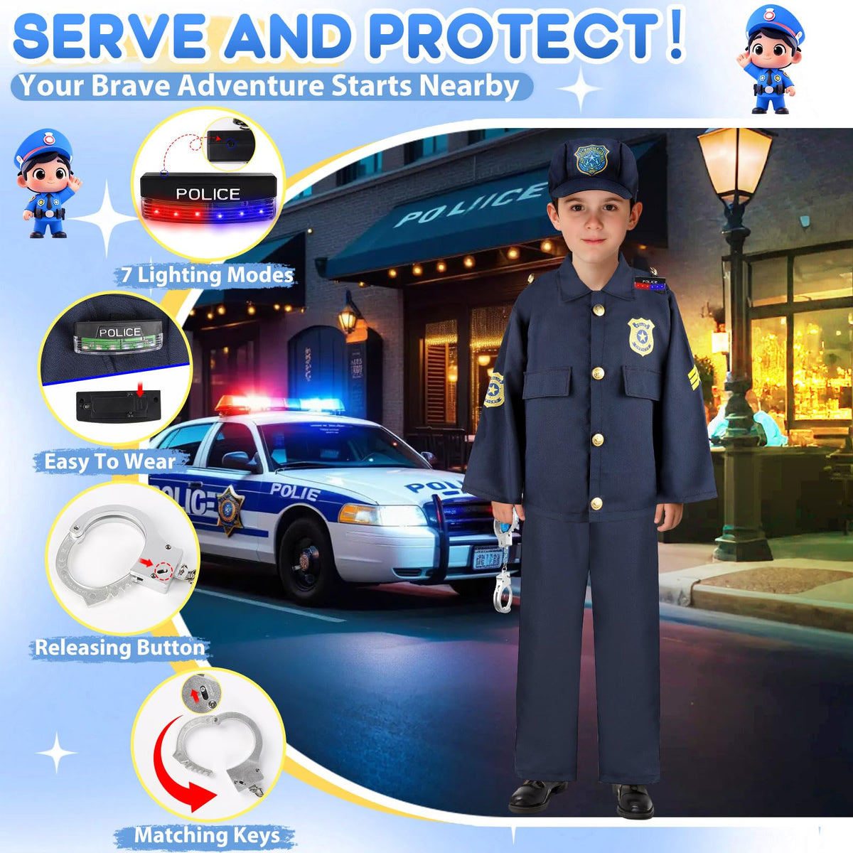IVENRXIU Kids’ 4-in-1 Dress-Up Role-Play Costume Set