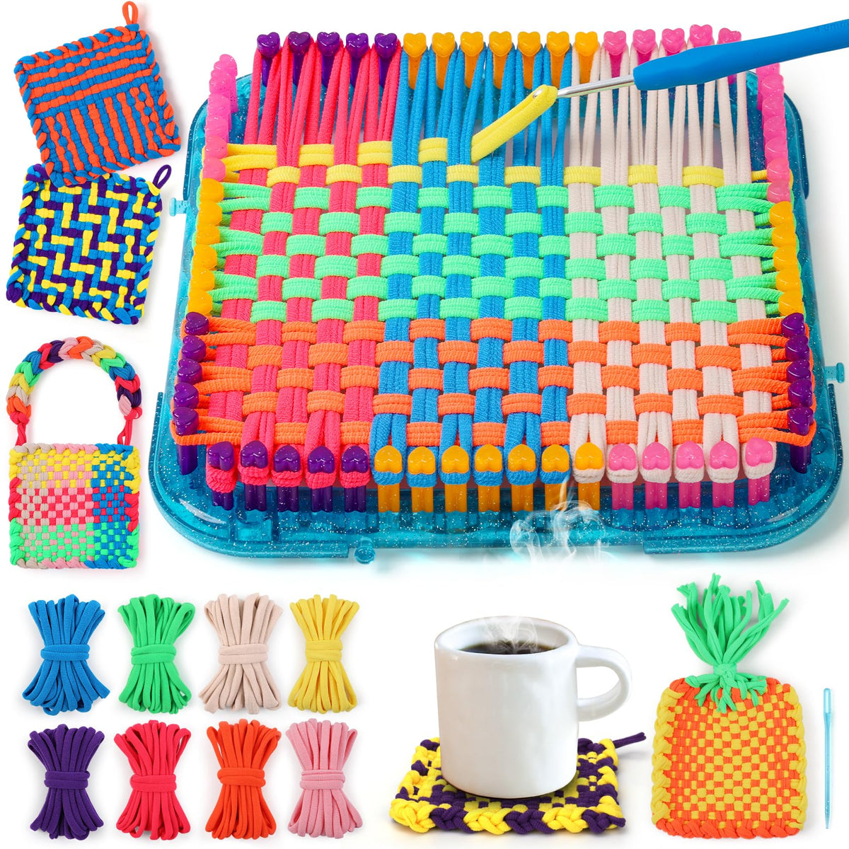IQKidz Potholder Weaving Loom Kit with Refill Loops