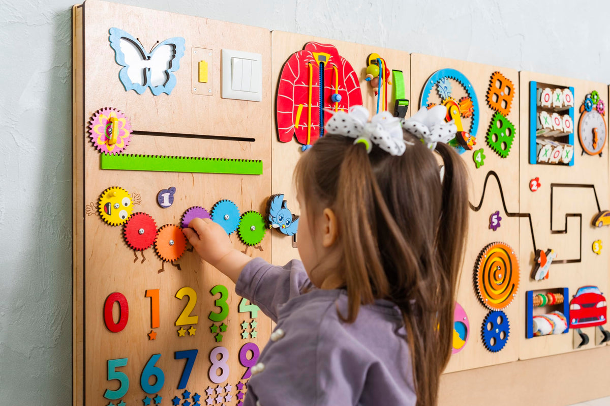 Wooden Montessori Sensory Wall Busy Board for Kids