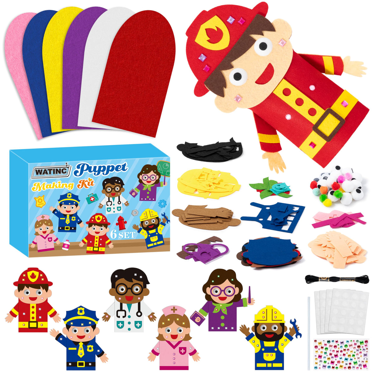 WATINC Kids’ Felt Sock Hand Puppet Making Craft Kit