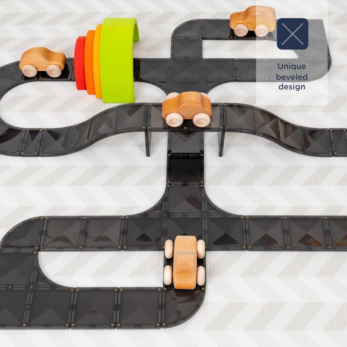 CONNETIX 48-Piece Magnetic Tile Roads Creative Building Set