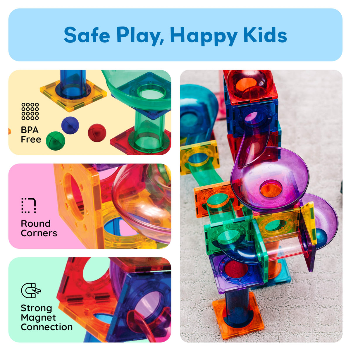 PicassoTiles Marble Run Race Track Building Set