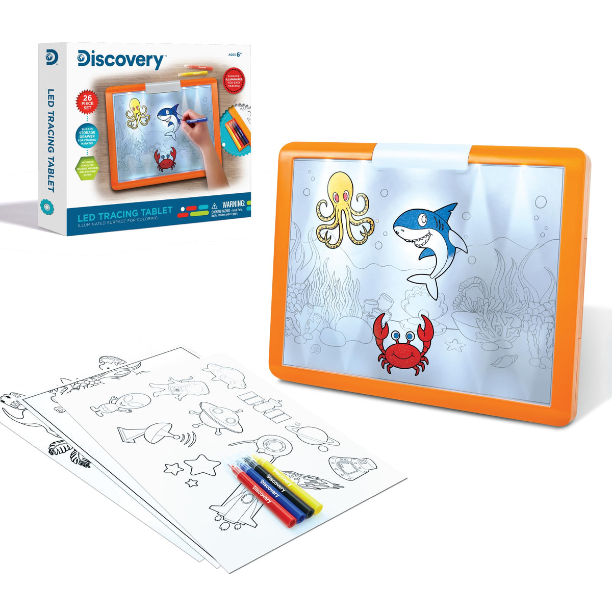 Discovery 26-Piece LED Tracing Tablet & Art Set for Kids