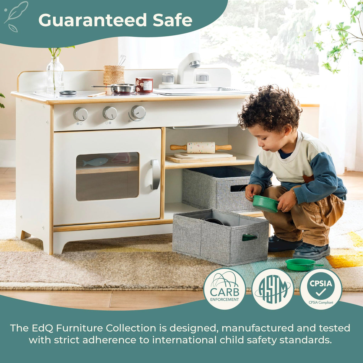 Guidecraft EdQ Wooden Kids’ Pretend Play Kitchen Set