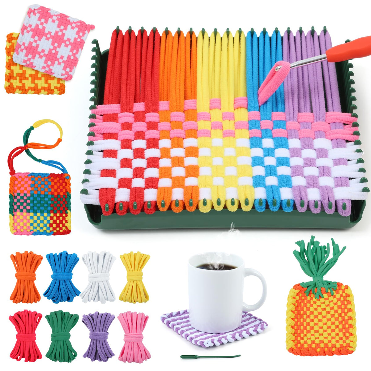 IQKidz Potholder Weaving Loom Kit with Refill Loops