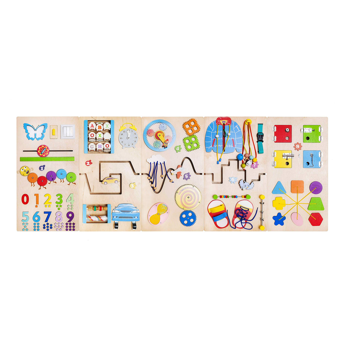 Wooden Montessori Sensory Wall Busy Board for Kids