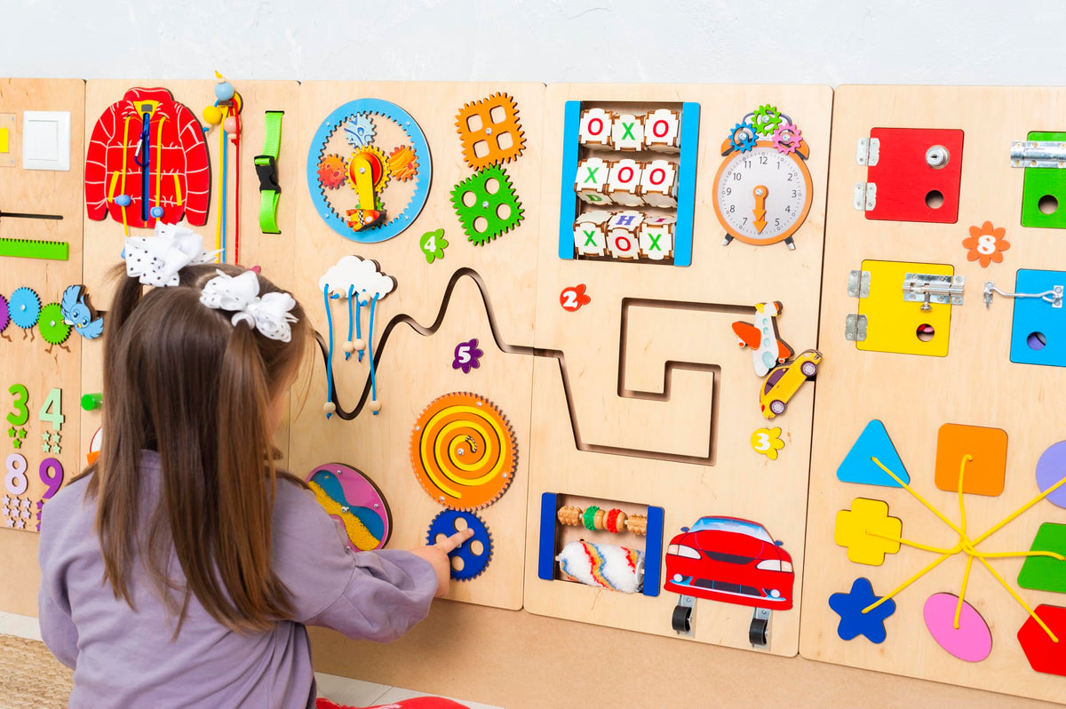 Wooden Montessori Sensory Wall Busy Board for Kids