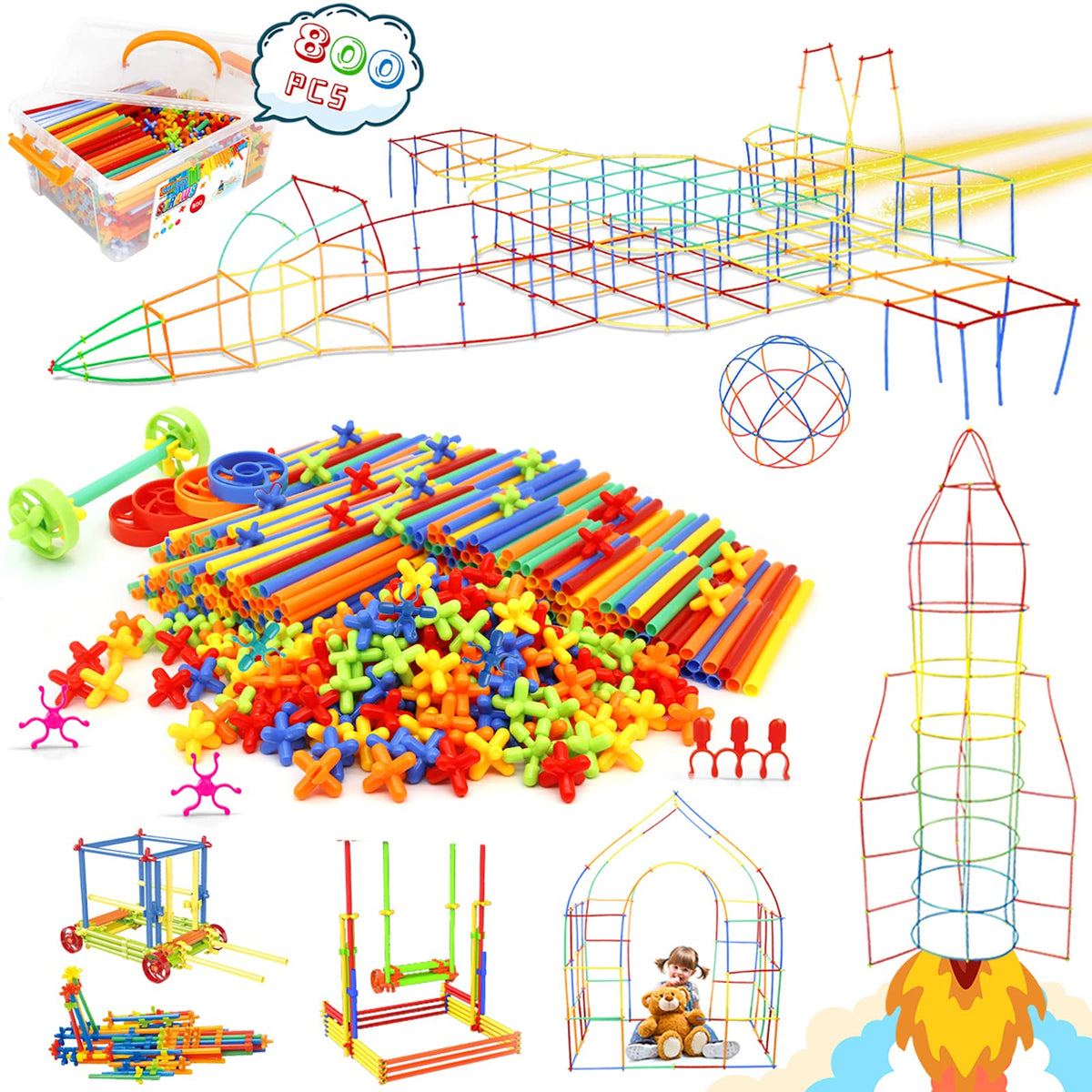 Ggiibro STEM Straw Constructor Engineering Building Toy Set