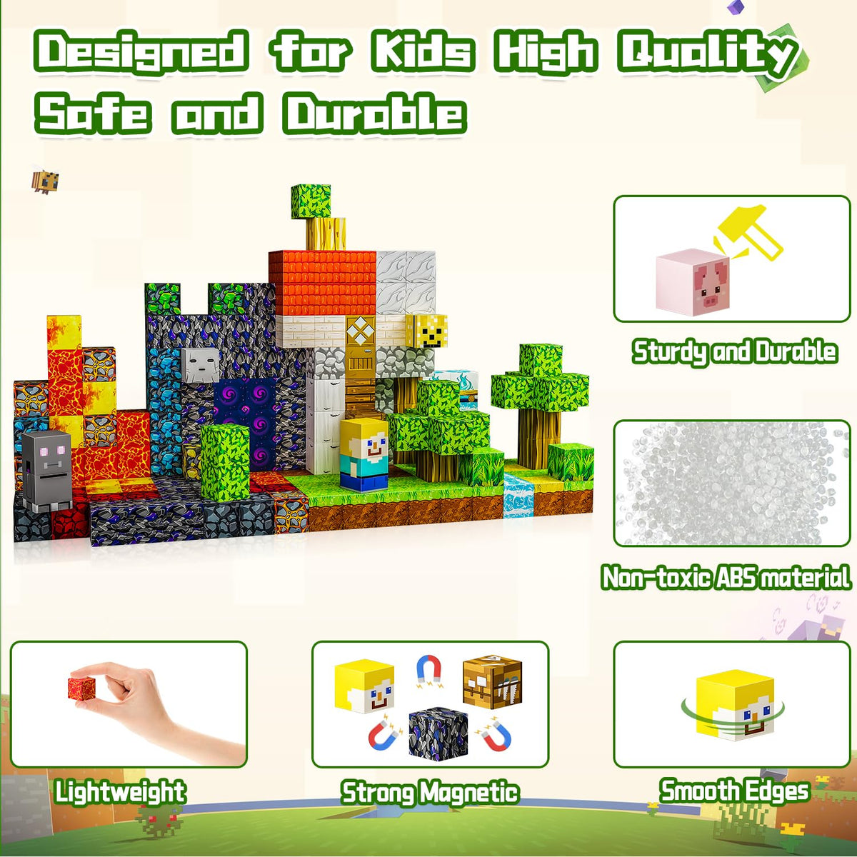 242-Piece Magnetic Building Blocks with Storage Bag