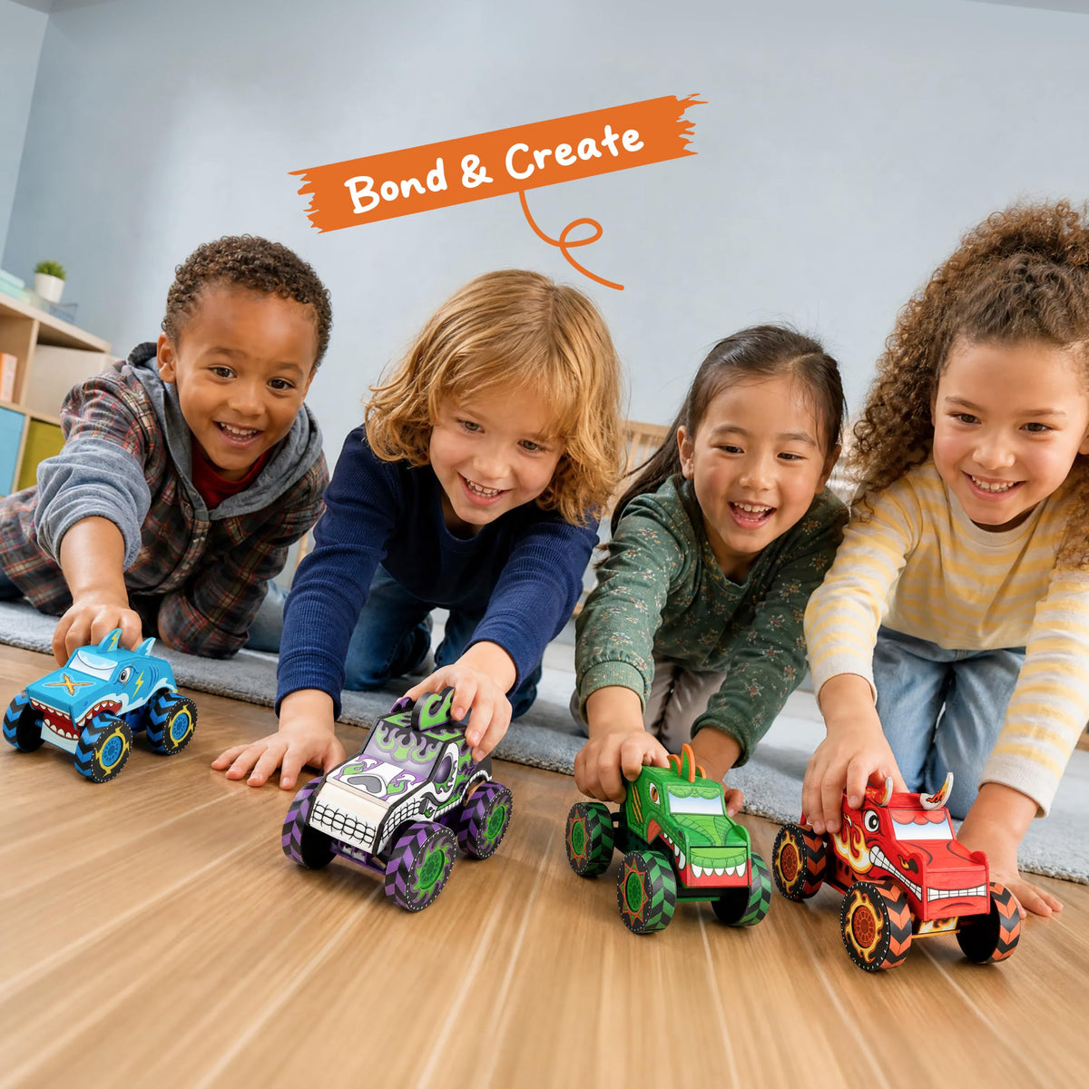 Klever Kits 4-Pack DIY Wooden Race Car Building & Painting Kit