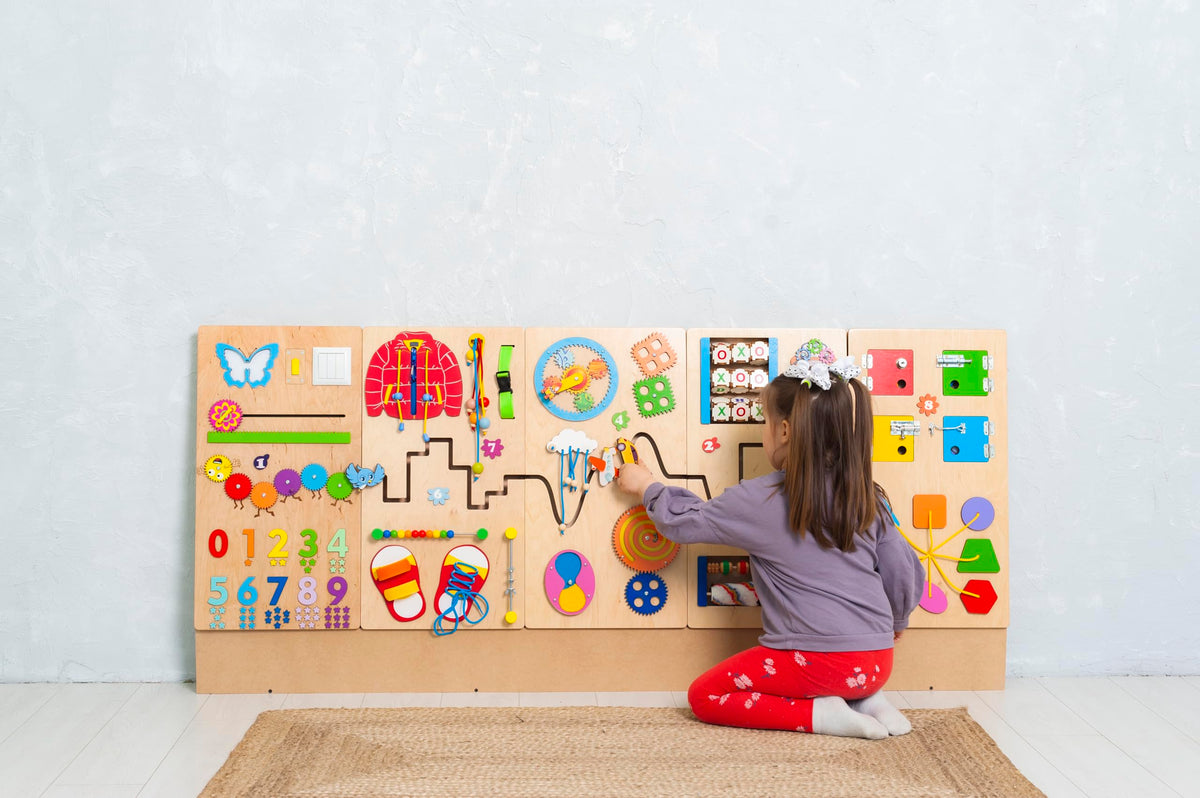 Wooden Montessori Sensory Wall Busy Board for Kids