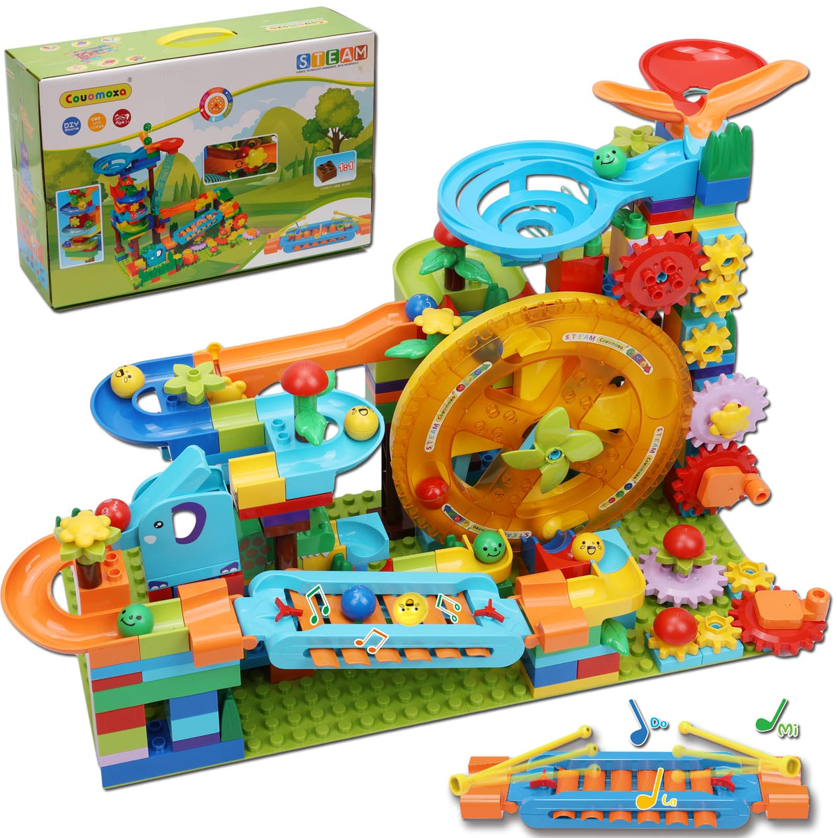 COUOMOXA STEM Marble Run Set for Classic Big Blocks