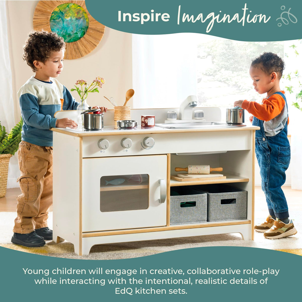 Guidecraft EdQ Wooden Kids’ Pretend Play Kitchen Set