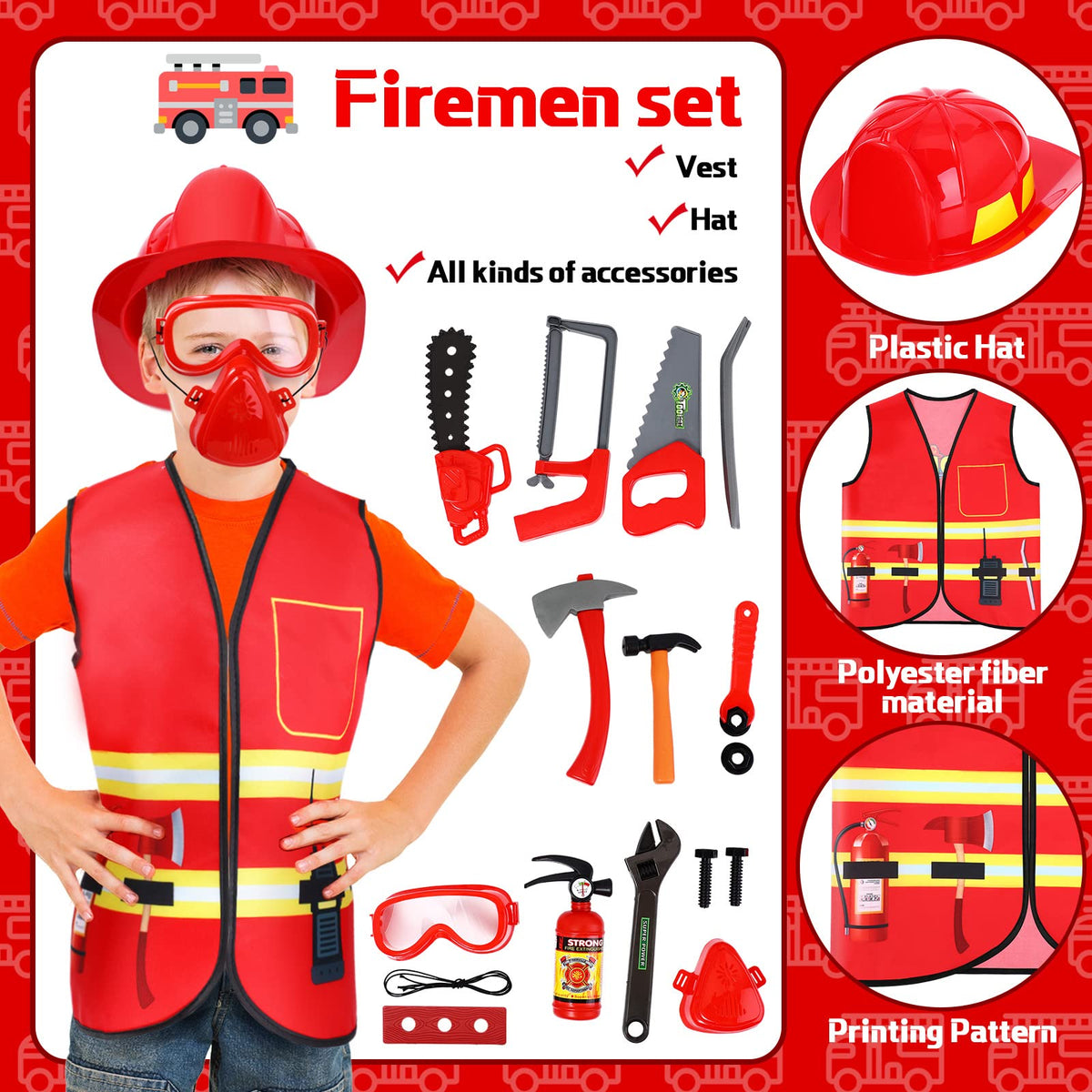 Deekin 5-Set Kids’ Dress-Up Role-Play Vests, Ages 3–7
