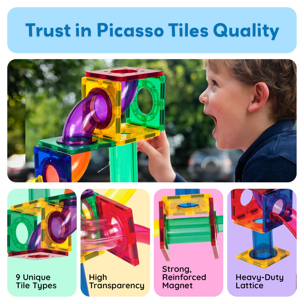 PicassoTiles Marble Run Race Track Building Set