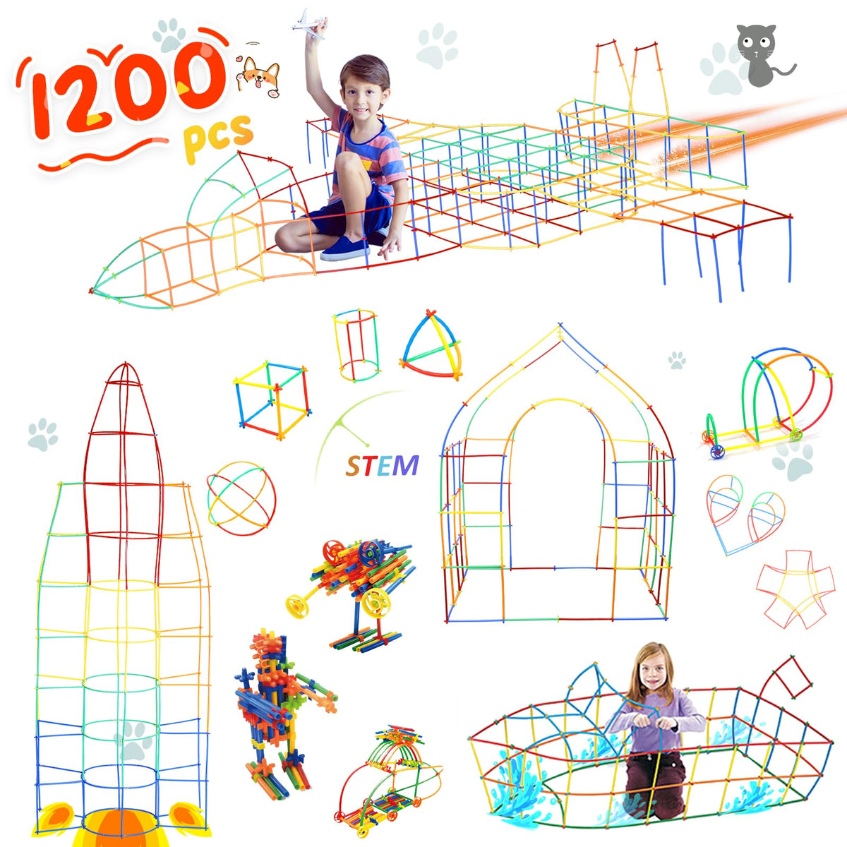 Ggiibro STEM Straw Constructor Engineering Building Toy Set