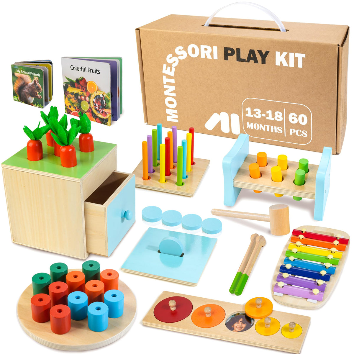 WOODMAM Montessori Learning Toys for Babies, 6–18 Months