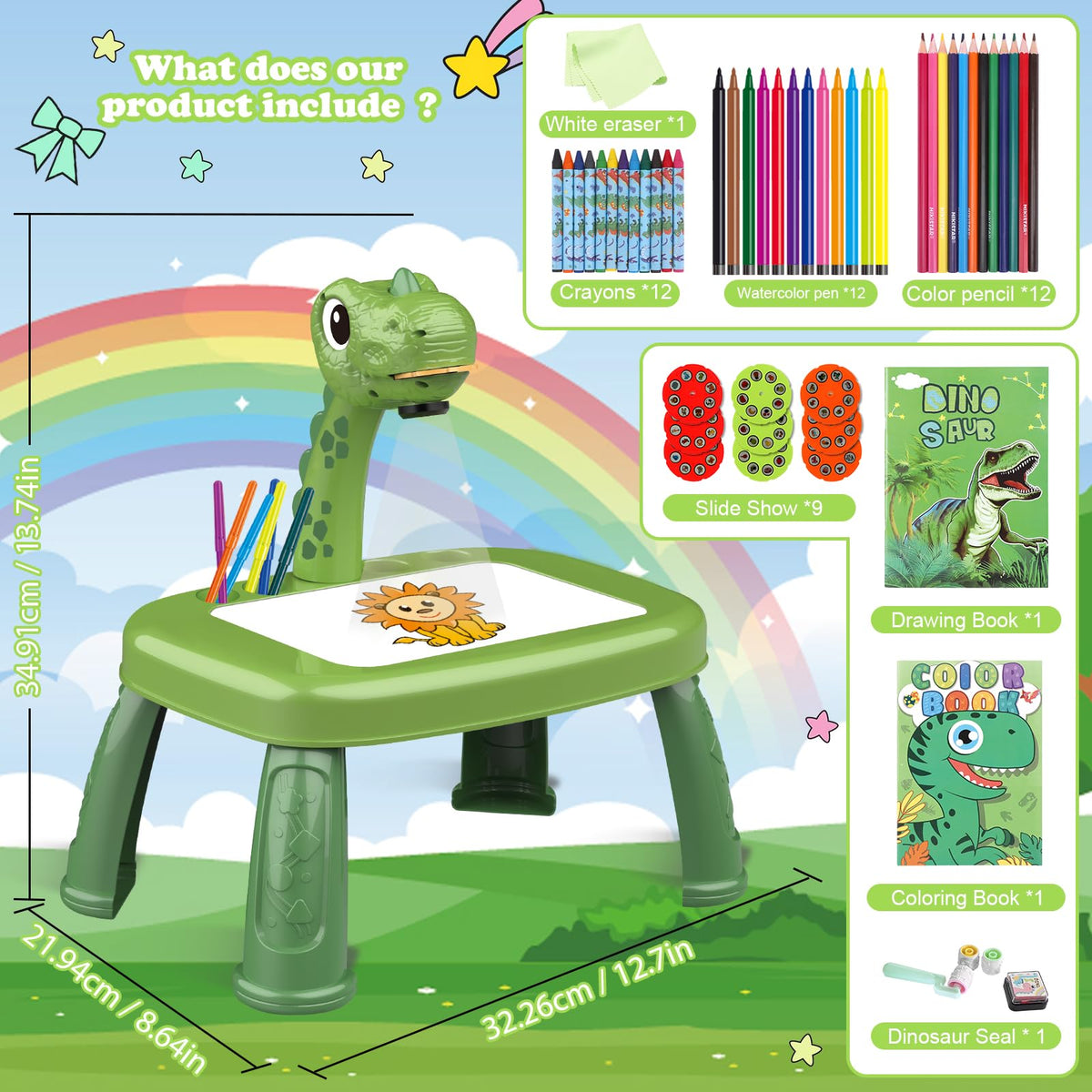 Unicorn Drawing Projector Table Set with Art Supplies for Kids