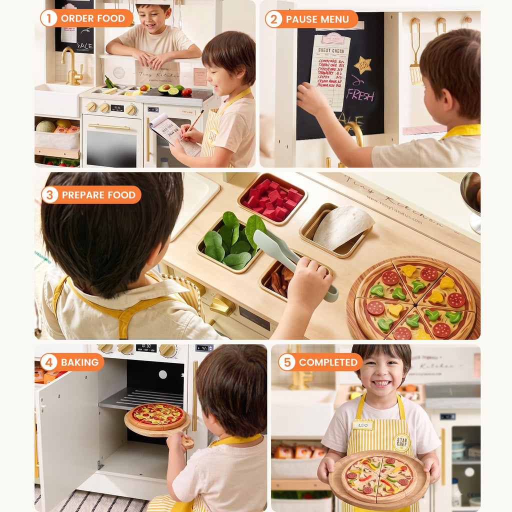 Tiny Land Wooden Pretend Play Kitchen Set for Kids