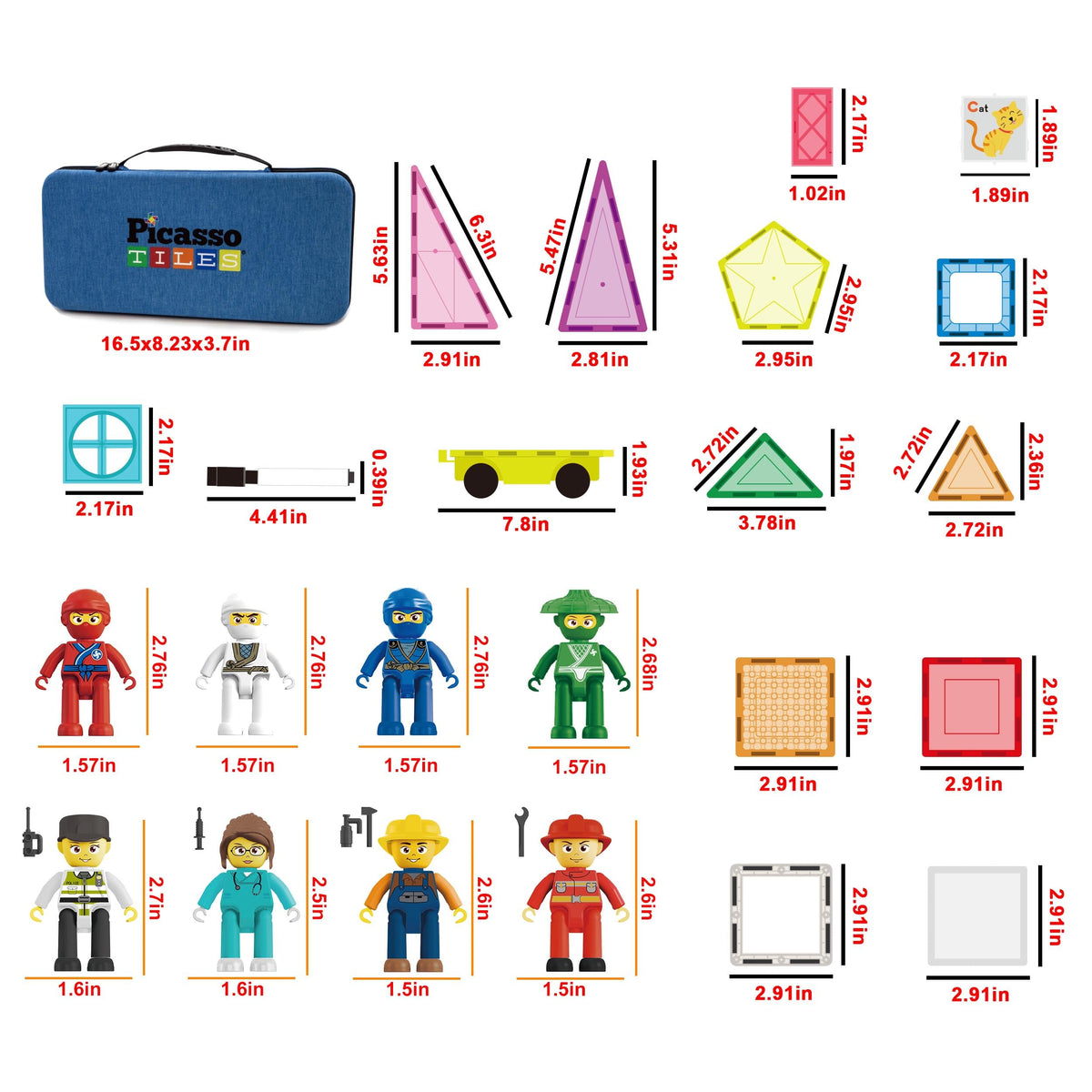 PicassoTiles Mega Magnetic Building Set with Figures, Car & Case