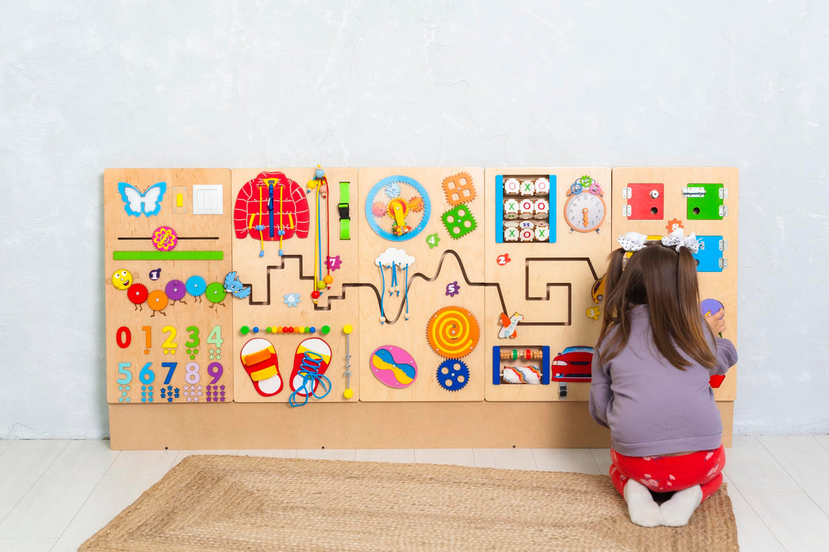 Wooden Montessori Sensory Wall Busy Board for Kids