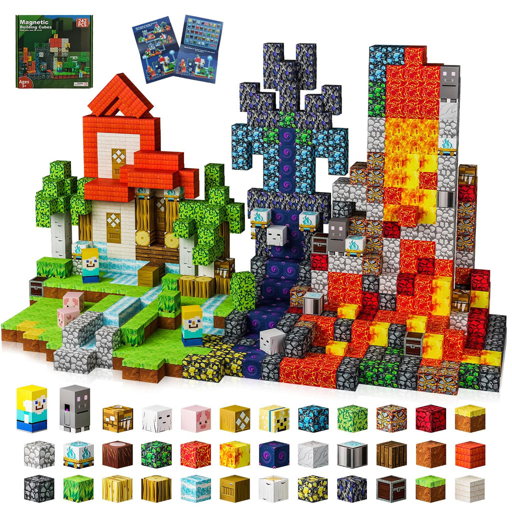 242-Piece Magnetic Building Blocks with Storage Bag