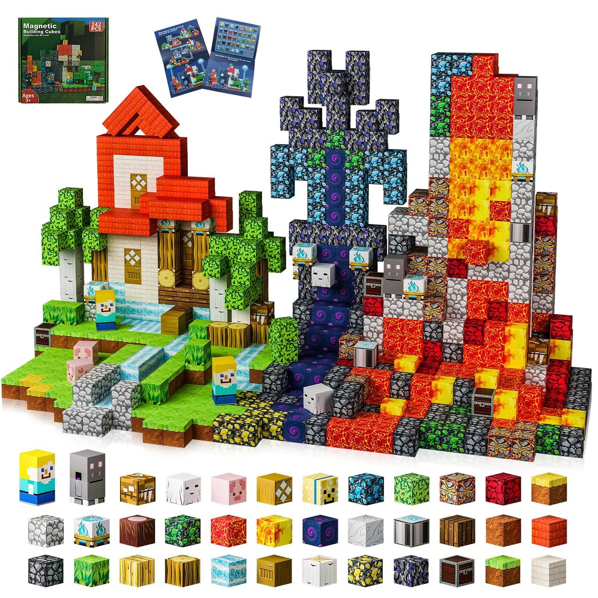 242-Piece Magnetic Building Blocks with Storage Bag