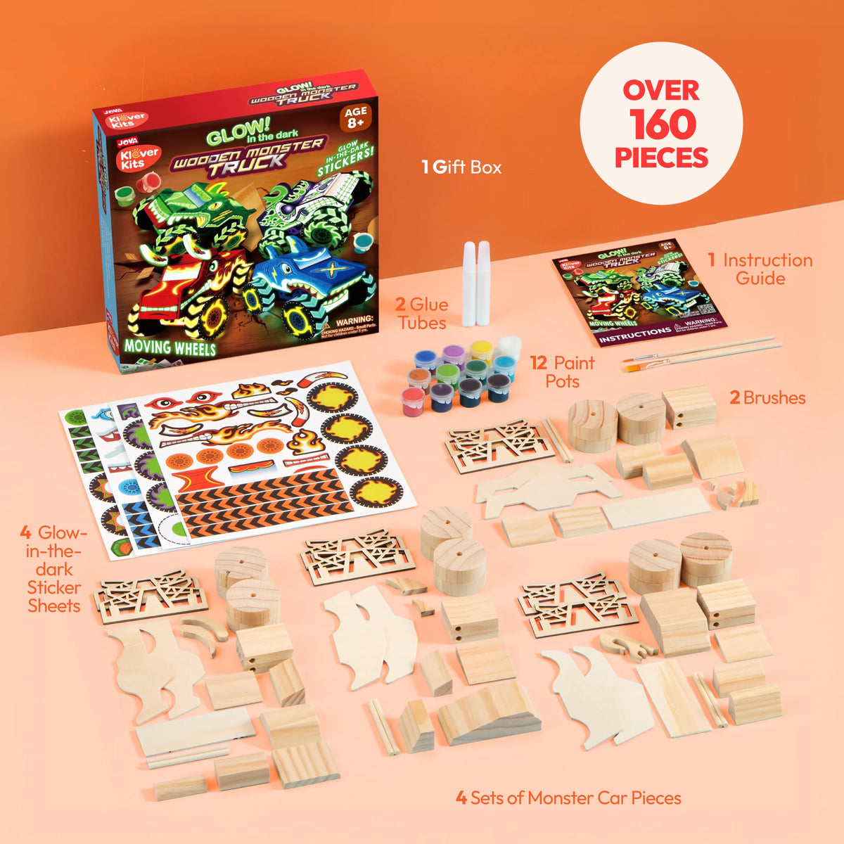 Klever Kits 4-Pack DIY Wooden Race Car Building & Painting Kit