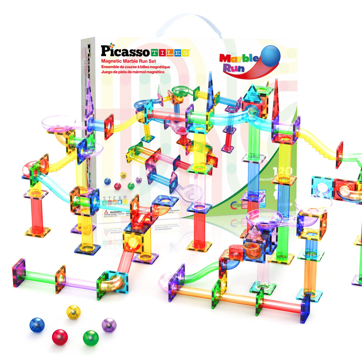 PicassoTiles Marble Run Race Track Building Set