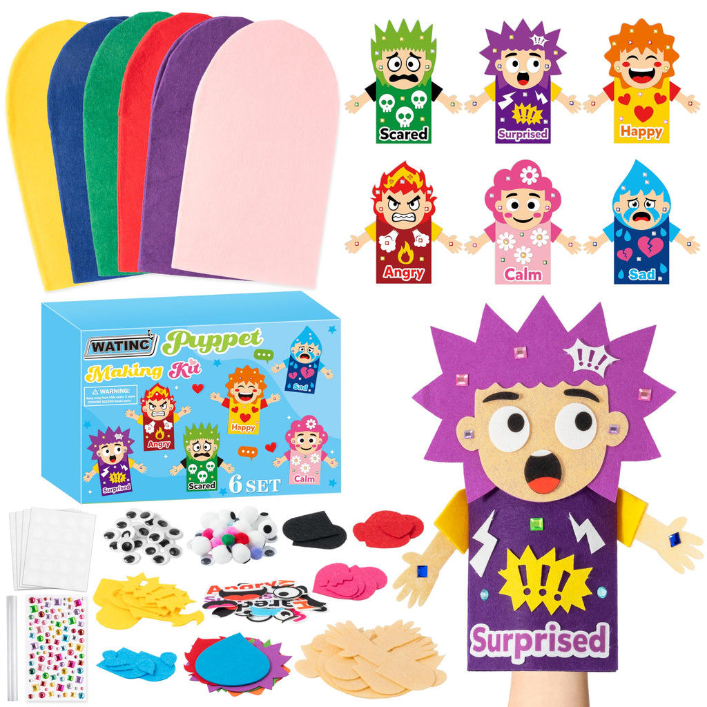 WATINC Kids’ Felt Sock Hand Puppet Making Craft Kit