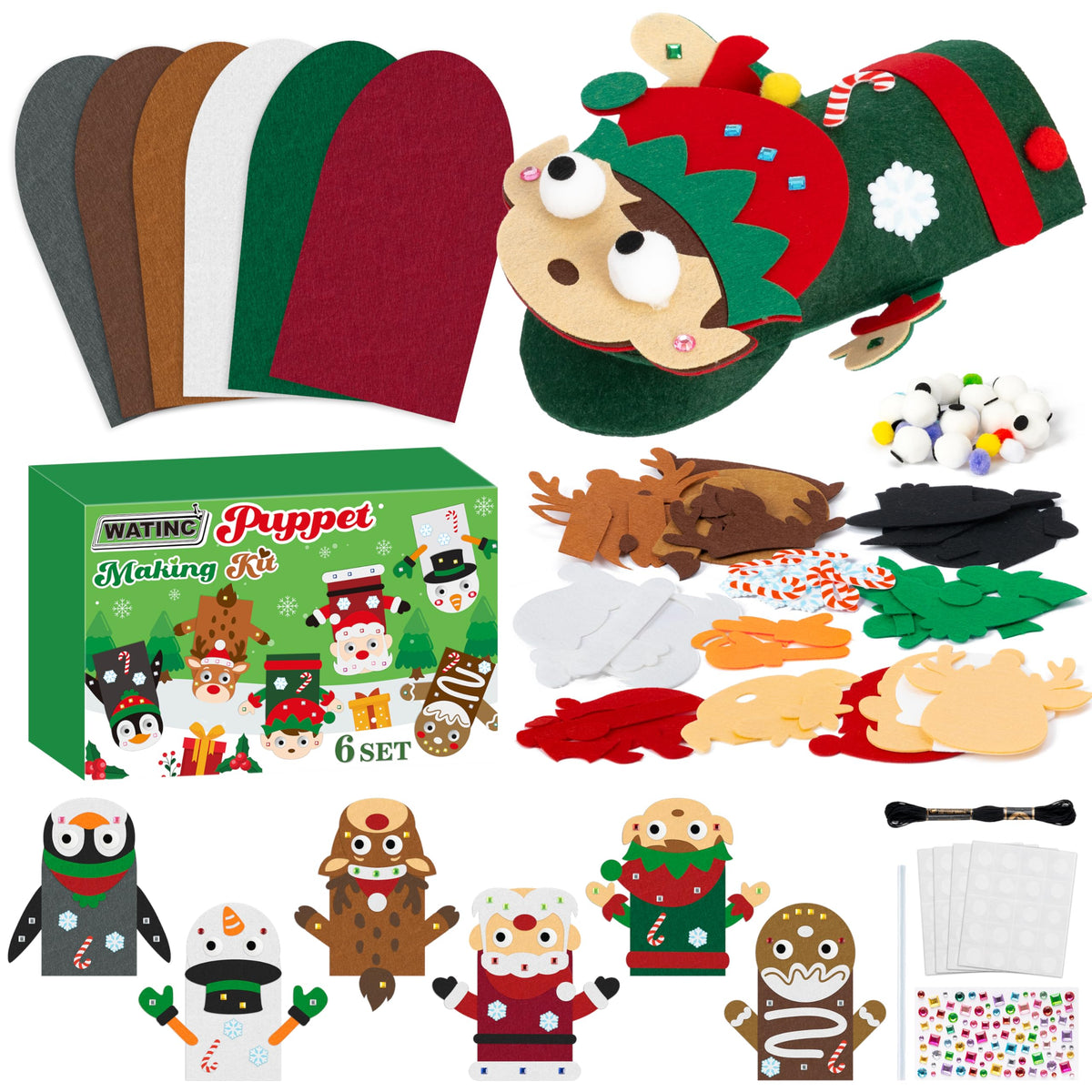 WATINC Kids’ Felt Sock Hand Puppet Making Craft Kit