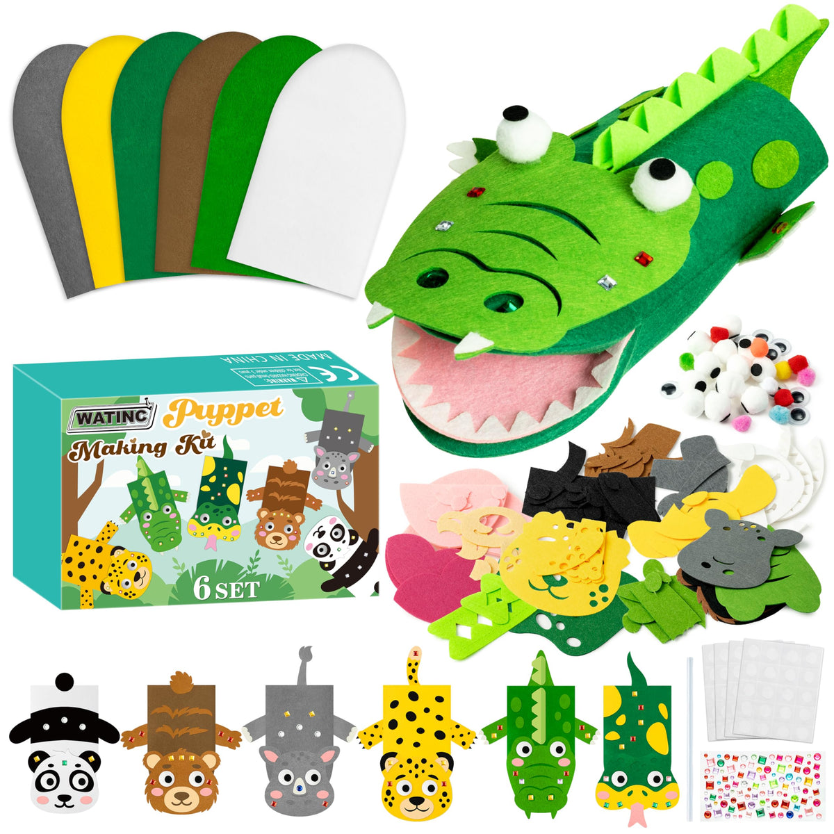 WATINC Kids’ Felt Sock Hand Puppet Making Craft Kit