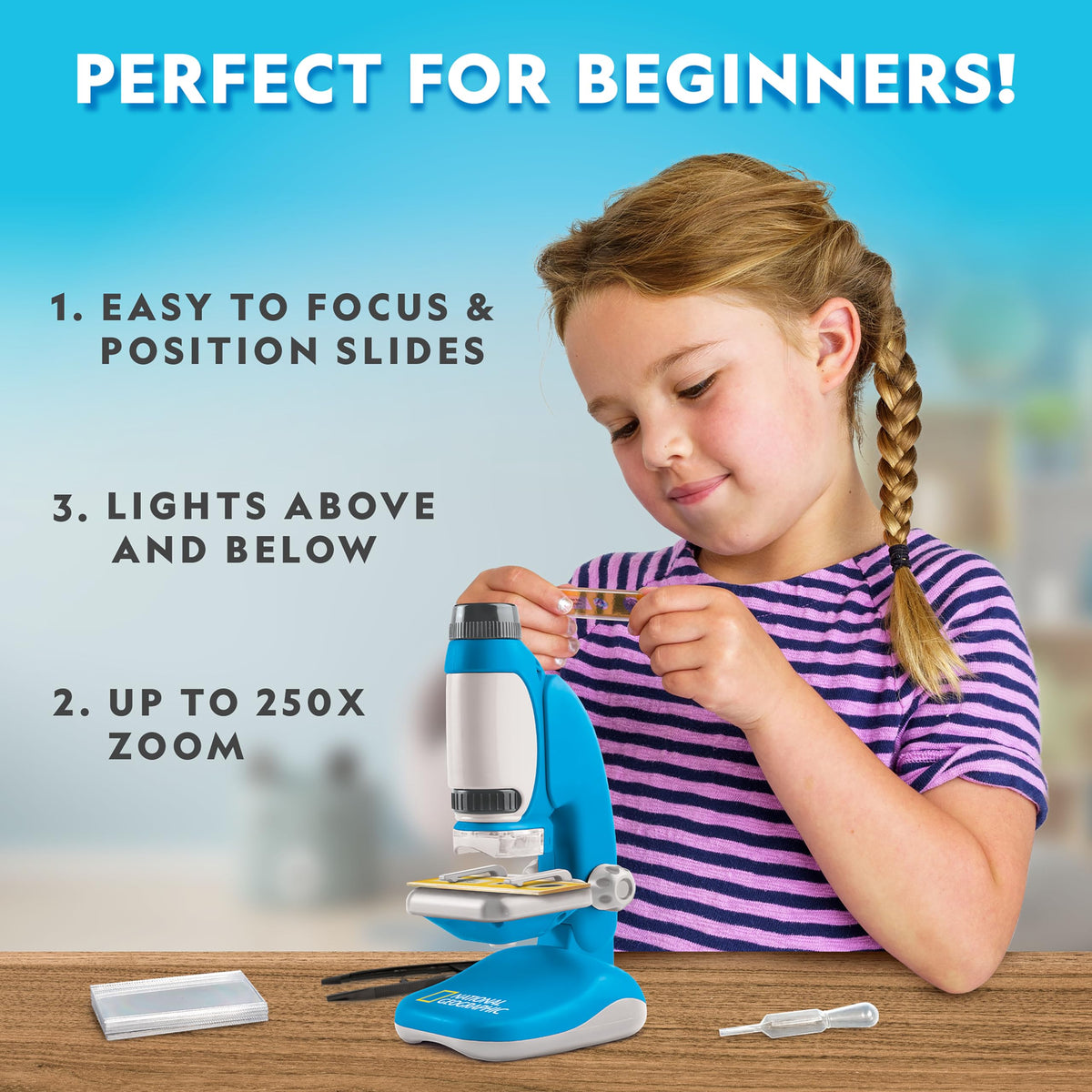 National Geographic Kids’ Microscope STEM Science Kit, Ages 6–12