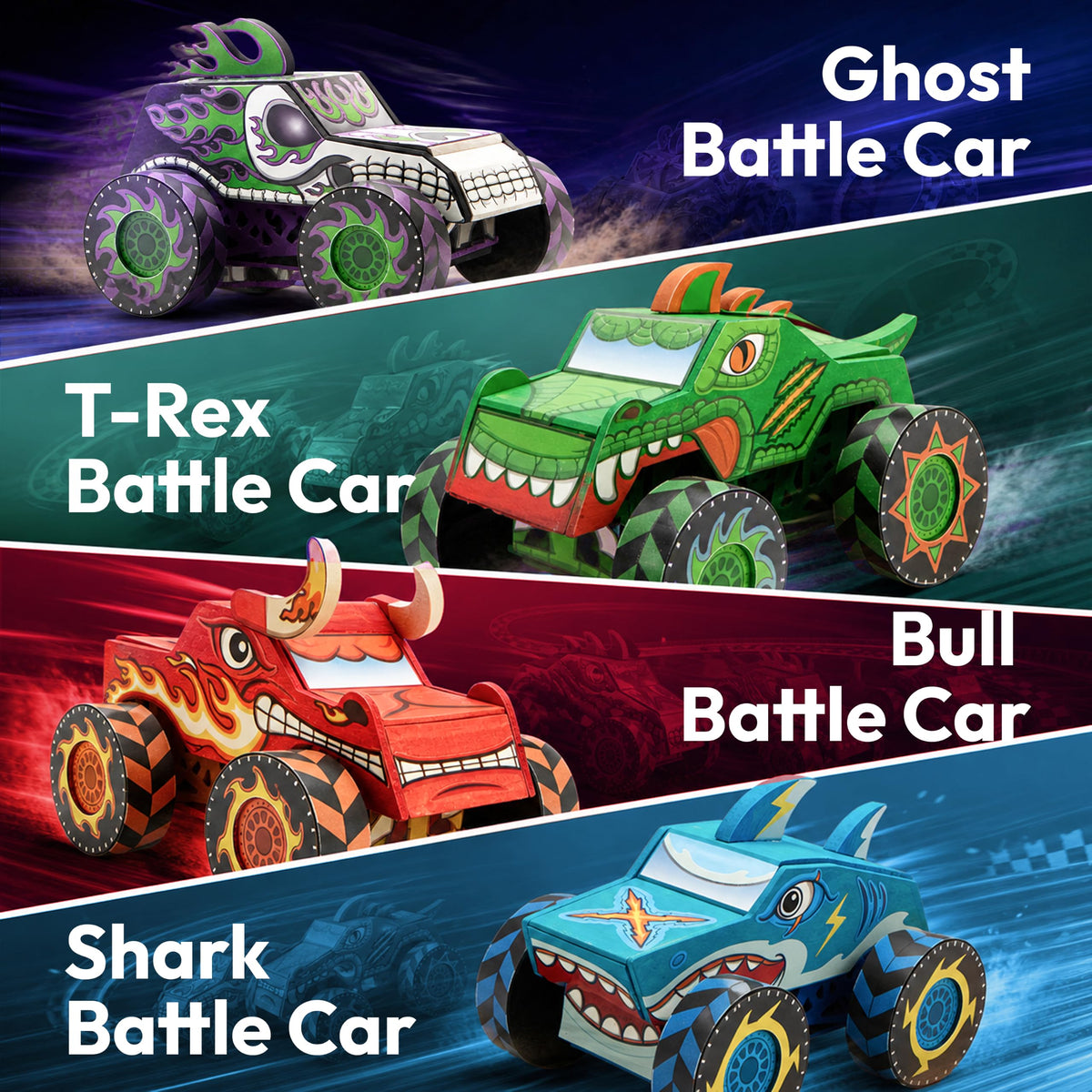 Klever Kits 4-Pack DIY Wooden Race Car Building & Painting Kit