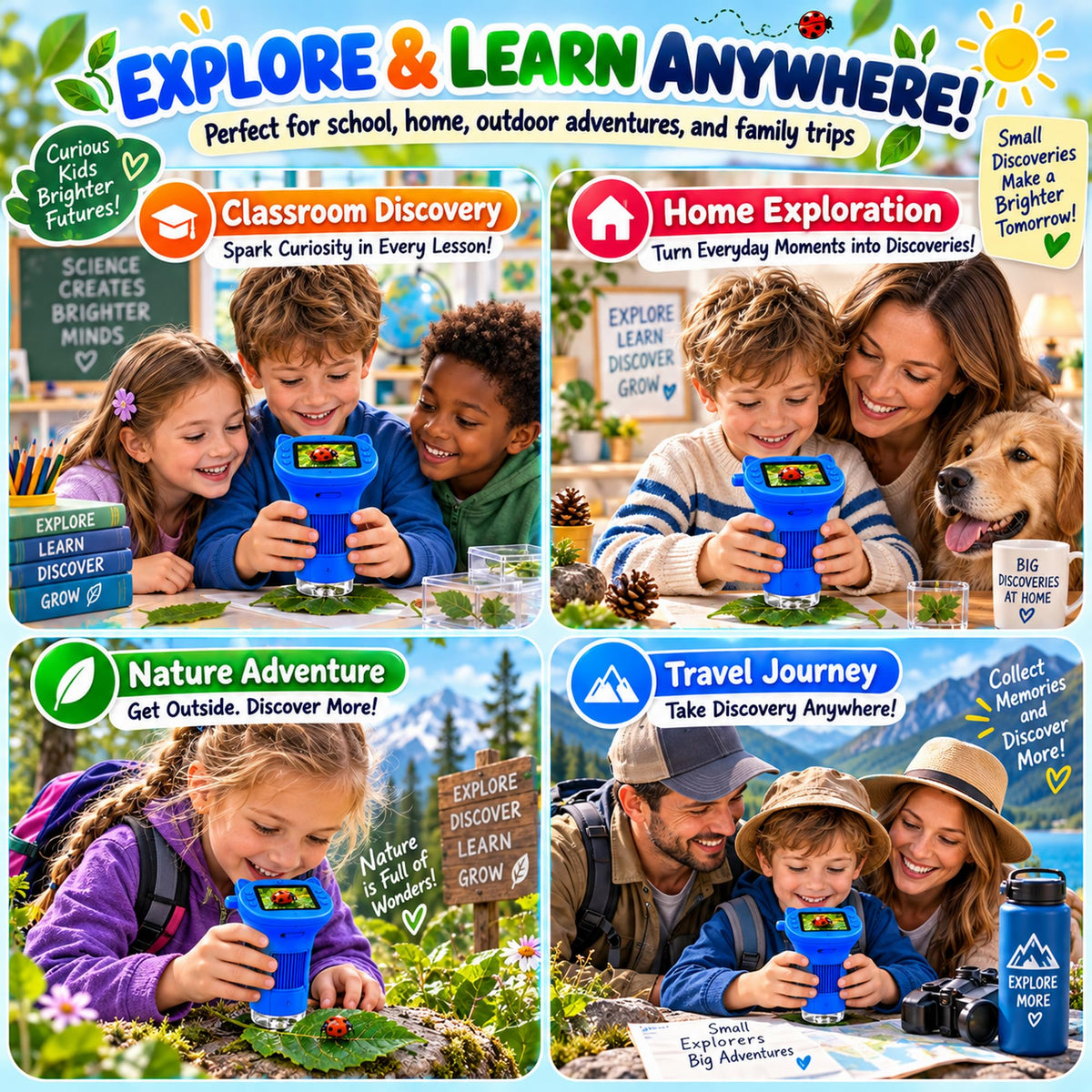 OAEBLLE 1000X Handheld Digital Microscope for Kids