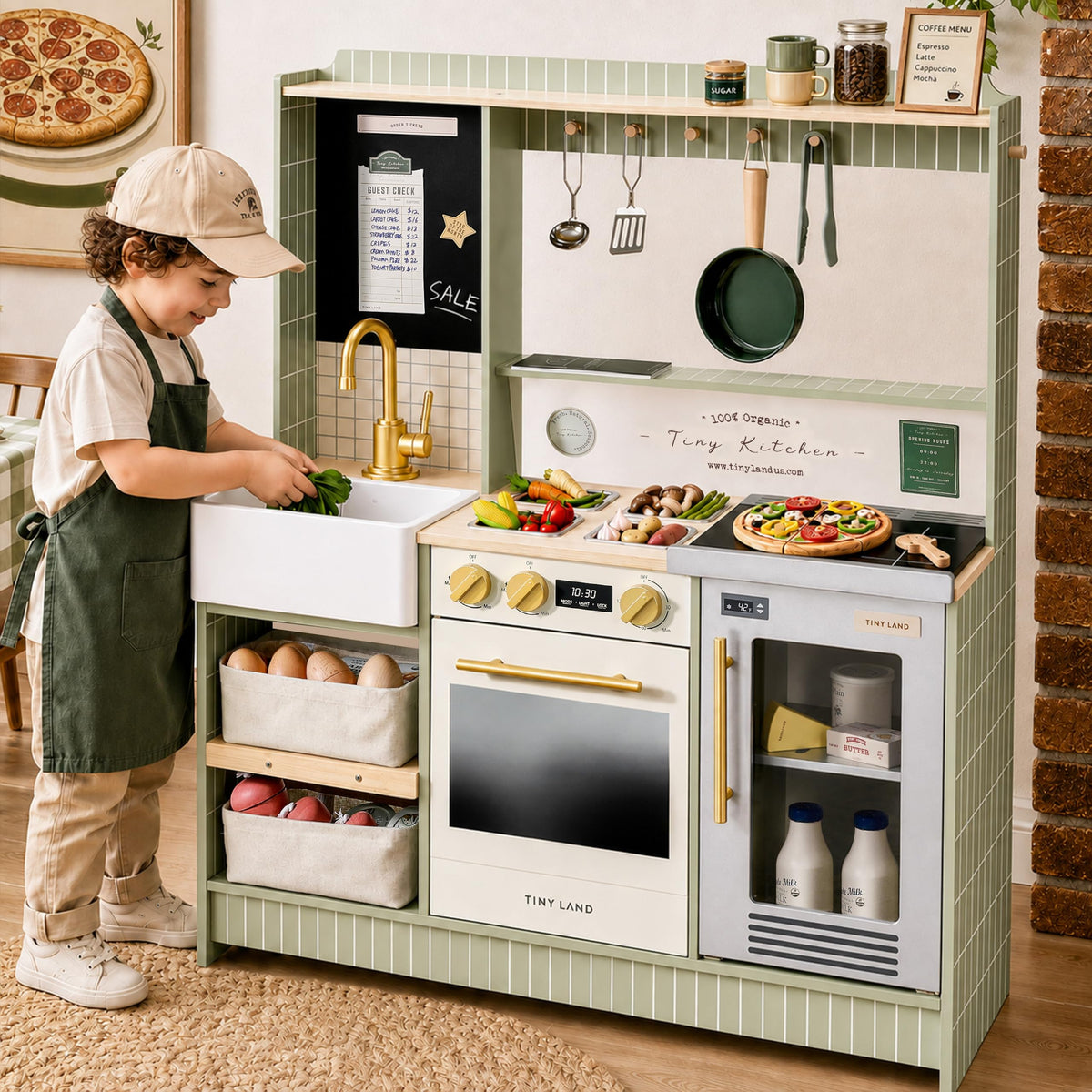 Tiny Land Wooden Pretend Play Kitchen Set for Kids