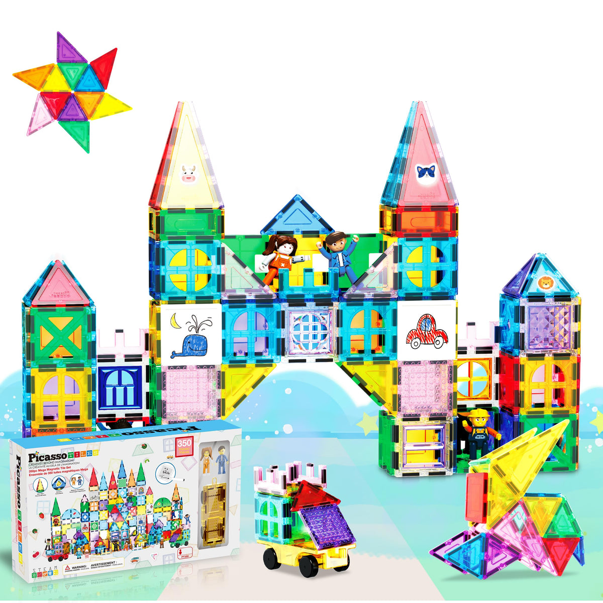 PicassoTiles Mega Magnetic Building Set with Figures, Car & Case