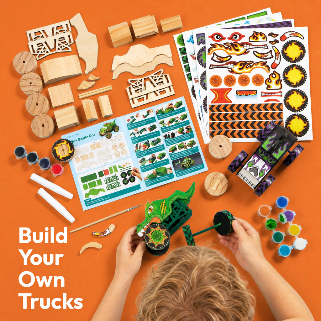 Klever Kits 4-Pack DIY Wooden Race Car Building & Painting Kit